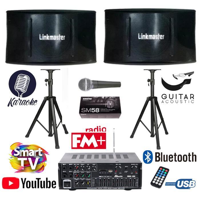 Paket Karaoke Sound System Linkmaster 10 Inc Upgrade Ampli Mixer Power