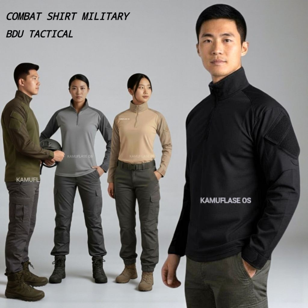 GADINGKU_  Kaos bdu tactical baju BDU T-shirt combat tactical army BDU POLOS krem hitam abu hijau