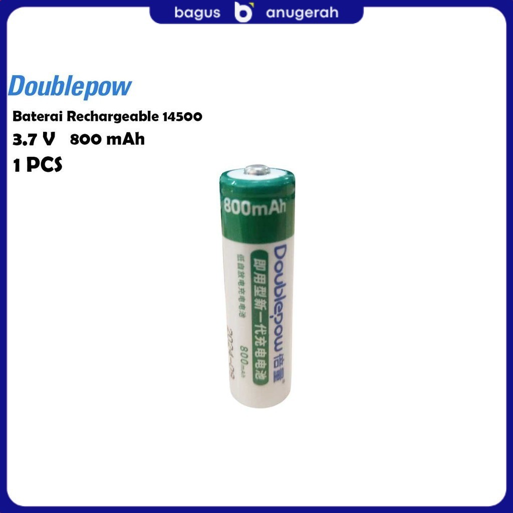DOUBLEPOW Baterai Rechargeable 14500 Li-Ion 3.7V 800mAh