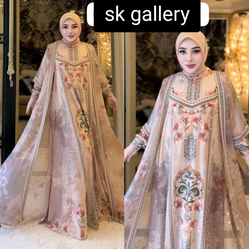 READY SALE SHELLASAUKIA GAMIS PRINTING MONOGRAM TERBARU ORIGINAL