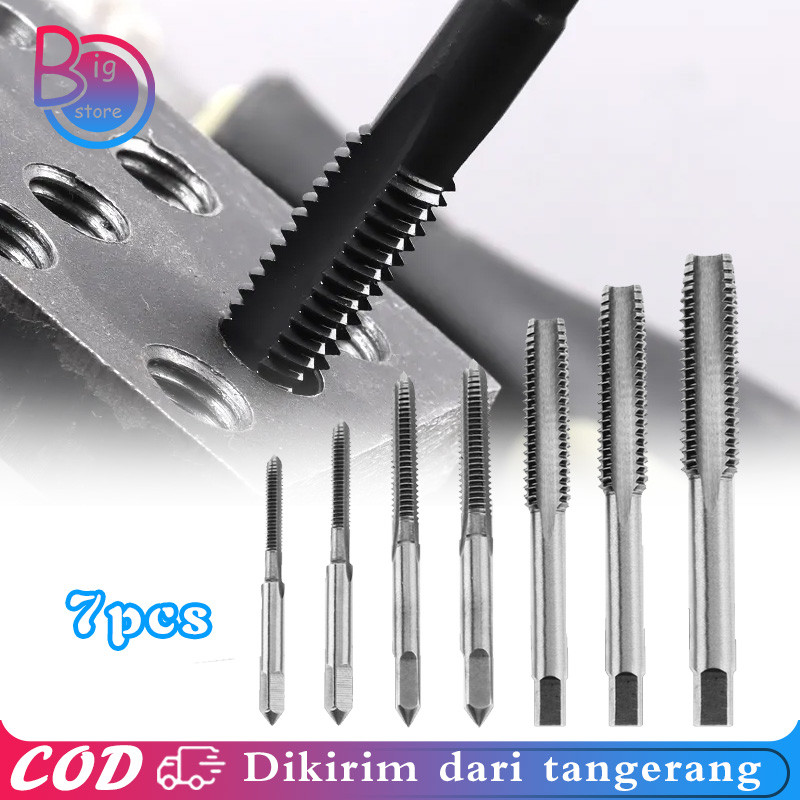 7pcs/Set Tap Die Tangan Metrik M3-M12 Hand Tap Baut Alat Pembuat Drat Baut Hand Tap Tapping Drill