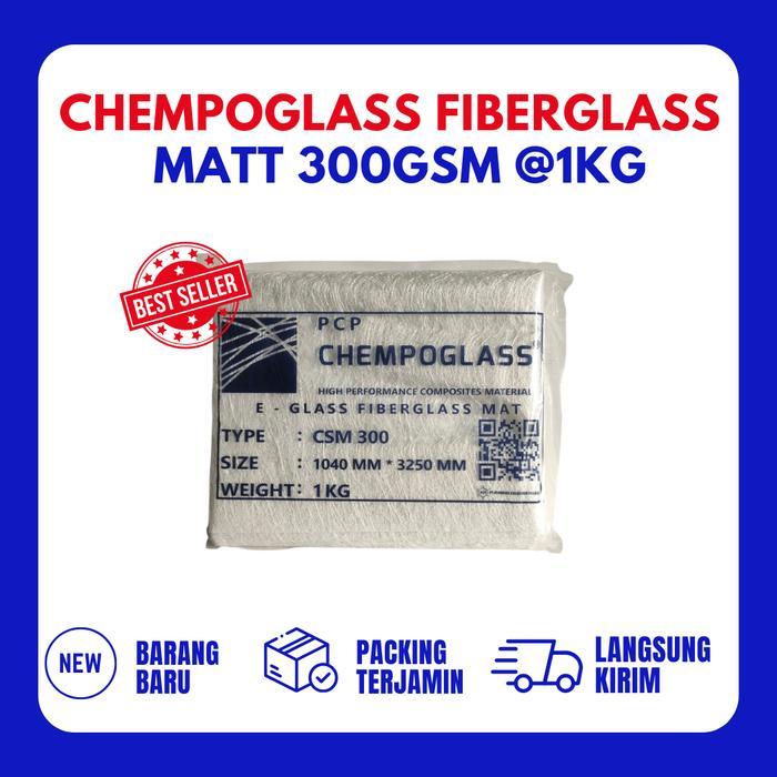 CHEMPOGLASS Serat Fiber Glass Mat Aquaproof - Fiberglass Matt CSM 300 GSM @ 1KG Kualitas Terbaik unt