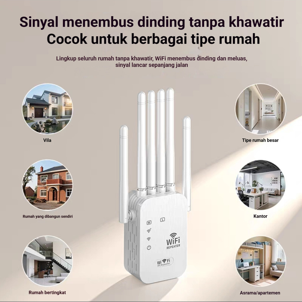 RUMAH WIFI - 4/6 Antena WiFi Range 1200Mbps Extender/Wireless Repeater/Wifi Extender - Signal Range 