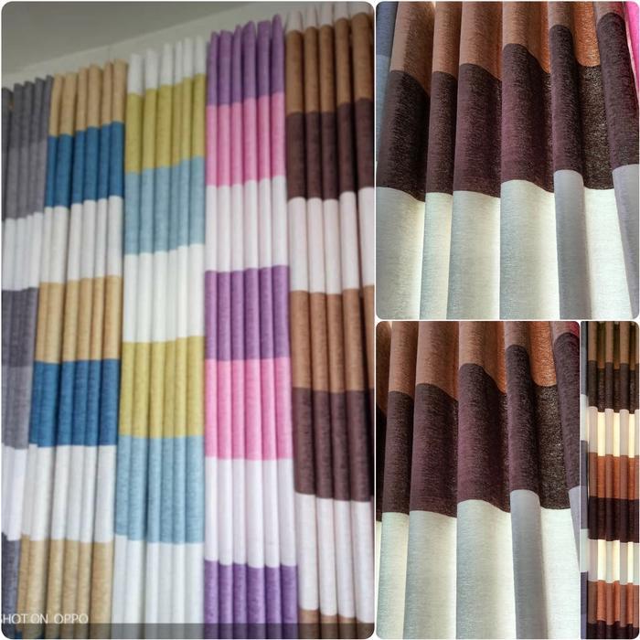 gorden tirai jendela minimalis warna rainbow tinggi 200 - Merah Muda