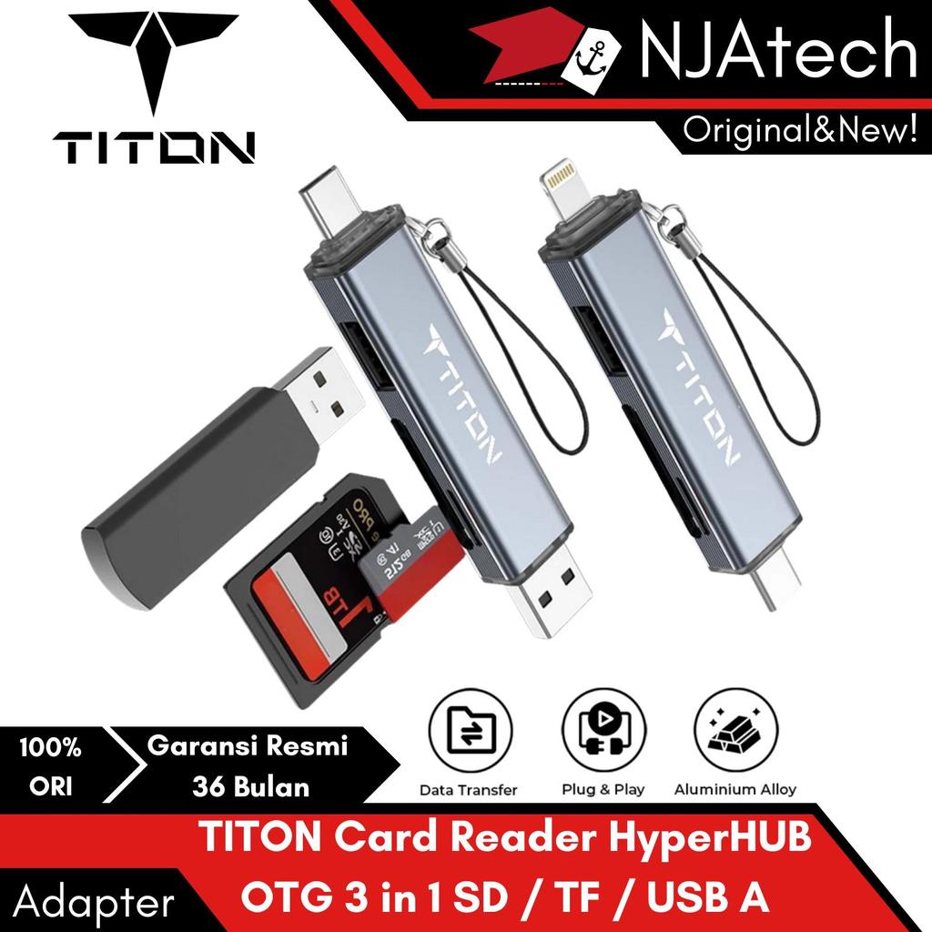 TITON HyperHub Card Reader USB Hub TF Memory Card SD Card Flashdisk OTG USB A USB C LIGHTNING Card R