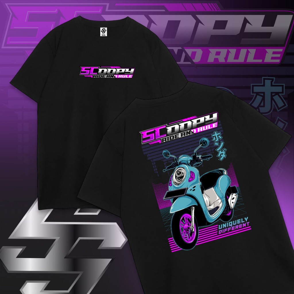 Kaos Scoopy Ride N Rule Modifikasi Polyester avery clothing