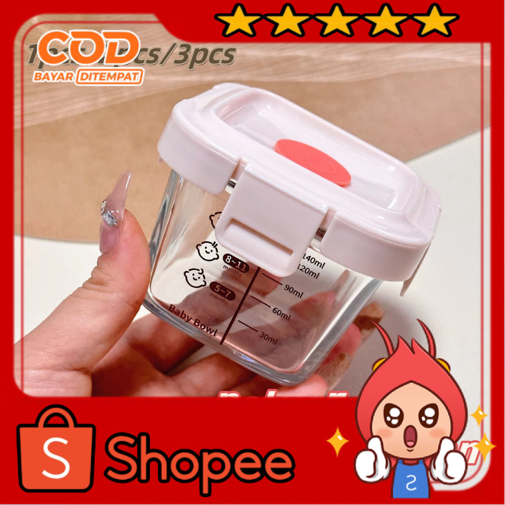 Tempat Mpasi Kaca Wadah Penyimpanan Mpasi Glass Baby Food Container Tahan Panas Container