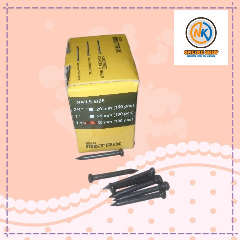 NK_ONLINESHOP MENJUAL Paku Tembok 30 MATRIX HITAM / Paku Beton 3CM / Paku Baja