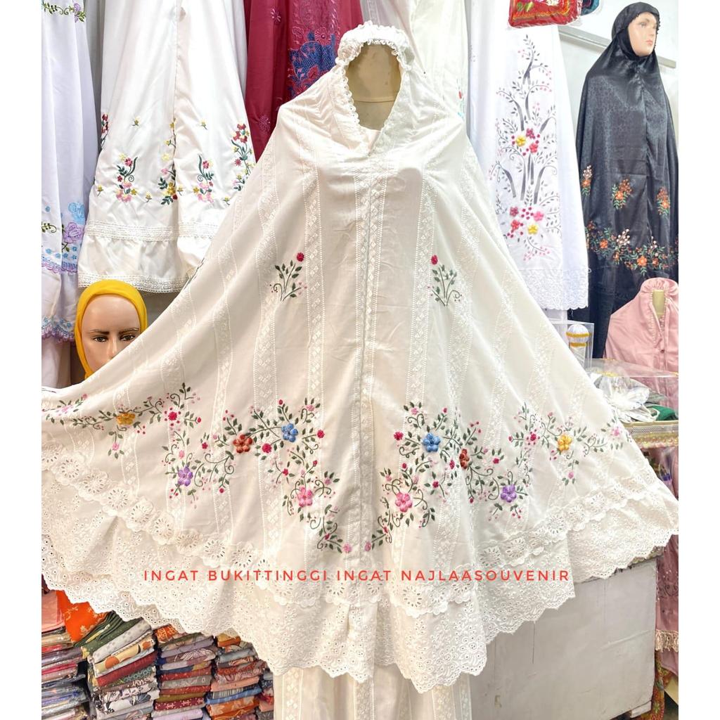 MUKENA BORDIR SULAM TIMBUL BUKITTINGGI/MUKENA KATUN PARIS KHAS BUKITTINGGI/MUKENA BORDIR SULAM BUKIT