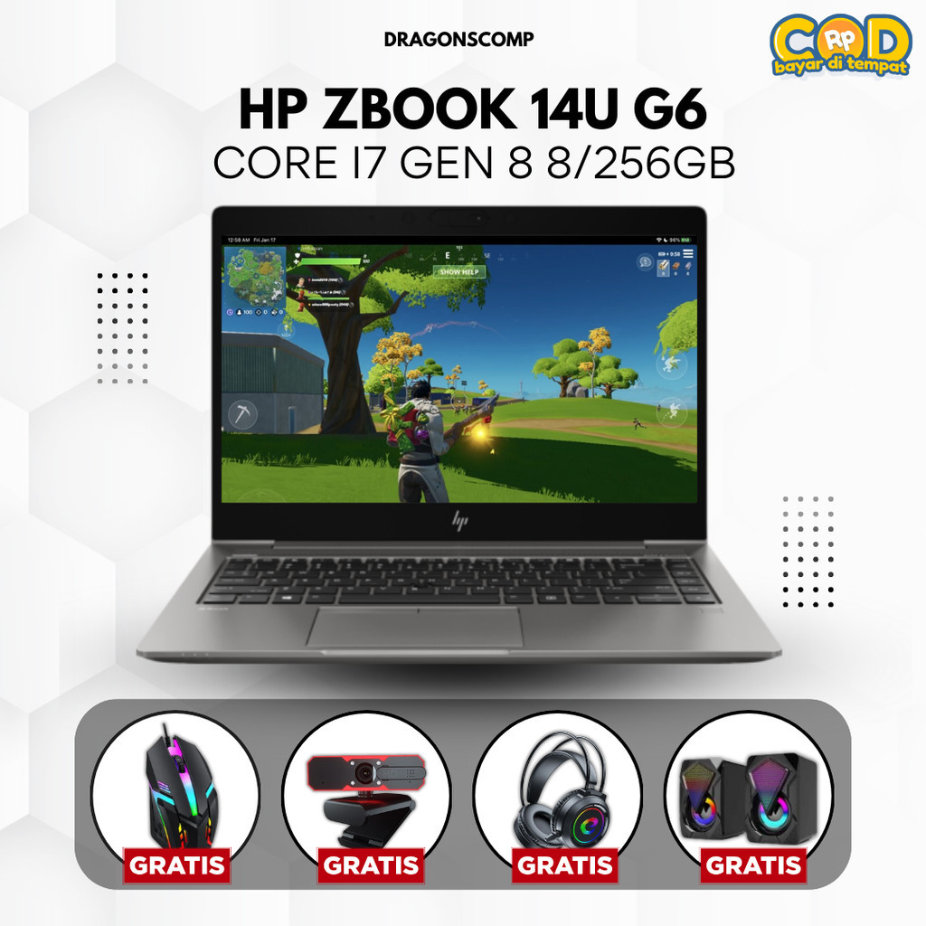 Laptop HP Zbook 14u Core i7 Gen 8 8/256GB - Laptop Second Bergaransi