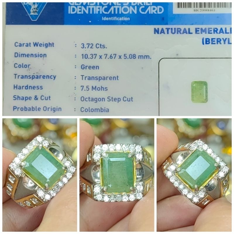 Natural Zamrud Colombia Plus Ring Perak 92 Plus Memo Top Quality