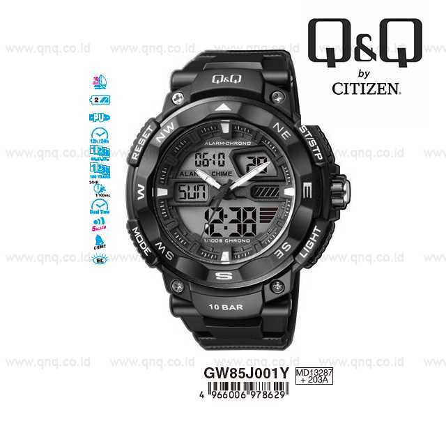 NEW 161 Q&Q QnQ QQ Original Jam Tangan Pria Dual Time- GW85 GW85J Water Resist 161