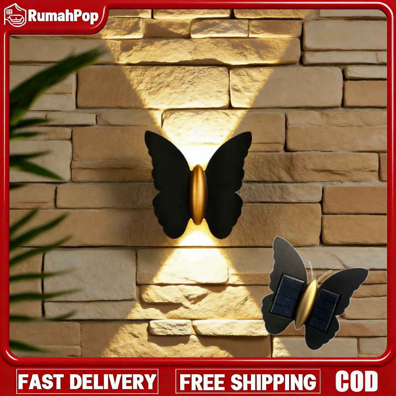 Lampu Dinding Kupu-Kupu Tenaga Surya Lampu Dinding Sensor Tenaga Taman LED Tenaga Surya Outdoor Sens