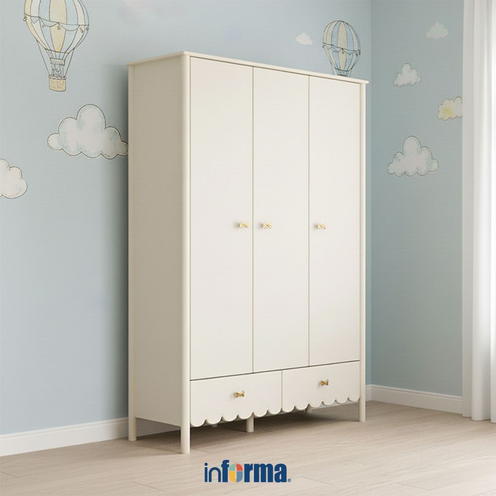 Informa Blossom Lemari Pakaian 3 Pintu Tarik - Putih Lemari Baju Almari Baju Lemari Kamar Lemari Min