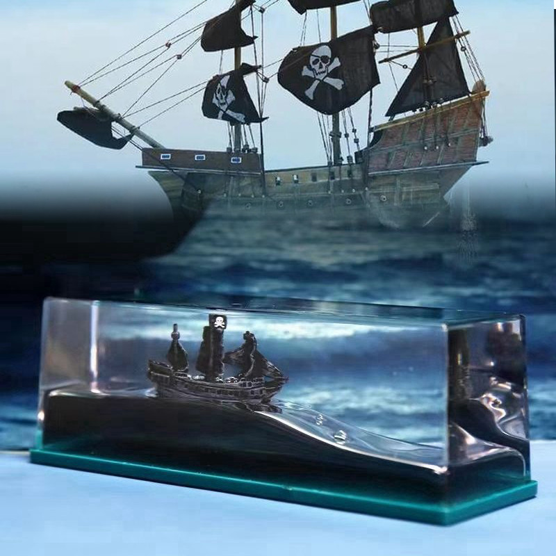 Black Pearl Boat Unbreakable Ship Fluid  Bottle Ship Floating Indestructible Titanic Barcos Decorati