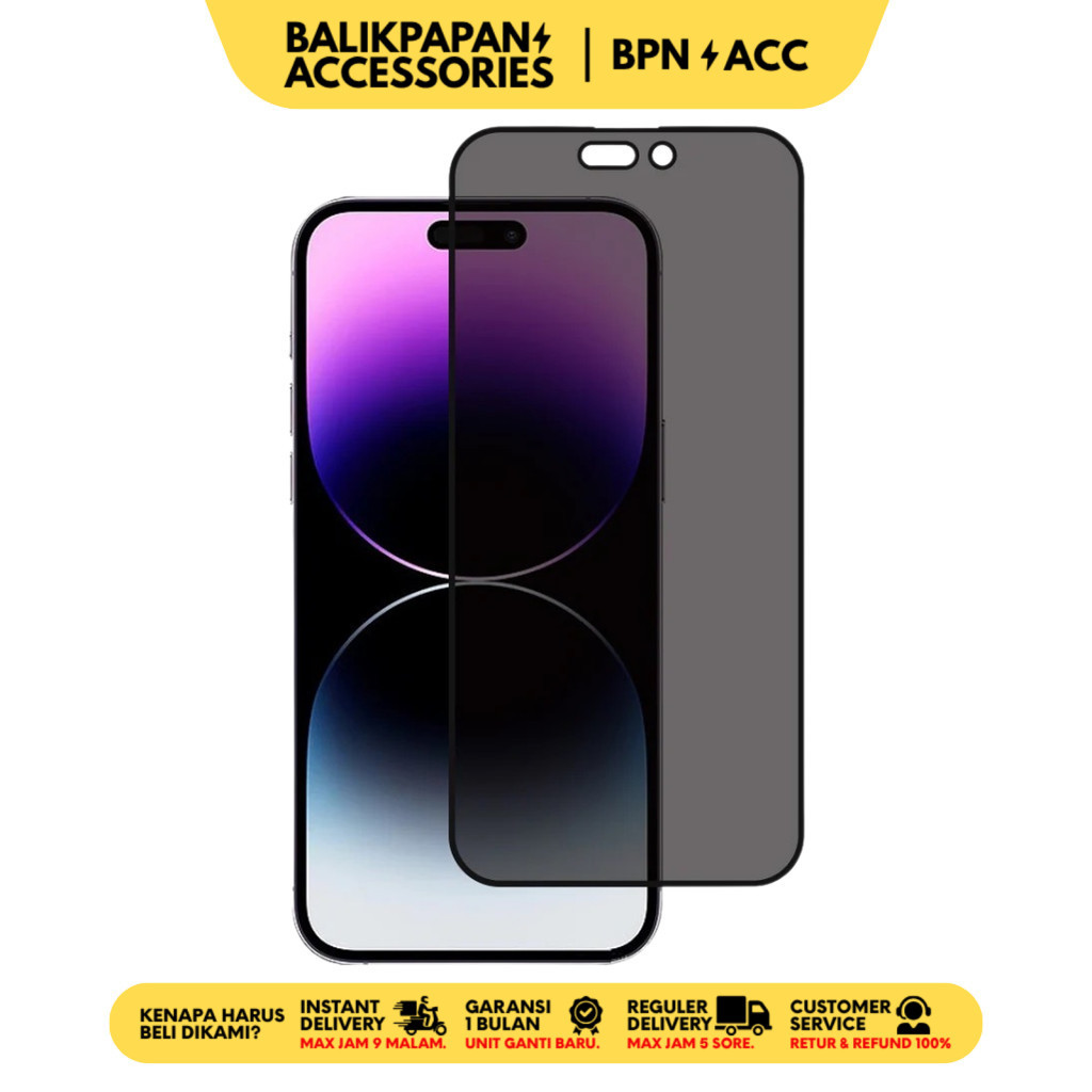 Anti Gores Tempered Glass iPhone Anti Spy Anti Privacy - BALIKPAPAN ACC