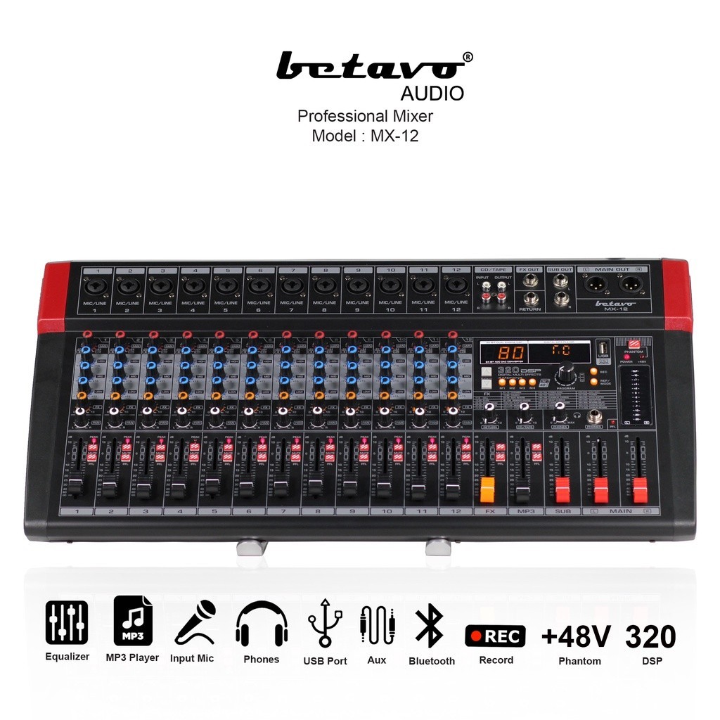 Betavo Audio Professional Mixer MX - 12 Bluetooth | 12 Channel