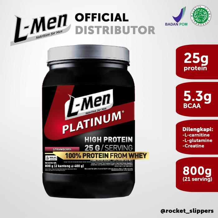 Termurah L-men LMen Platinum Susu Whey Protein 800 gram 24 serving - Strawberry