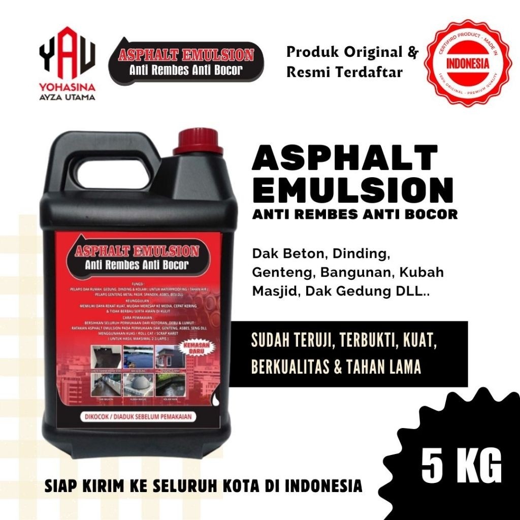 Cat Tembok Anti Bocor Aspal Cair Anti Bocor Asphalt Emulsion for Waterproofing - 5 kg