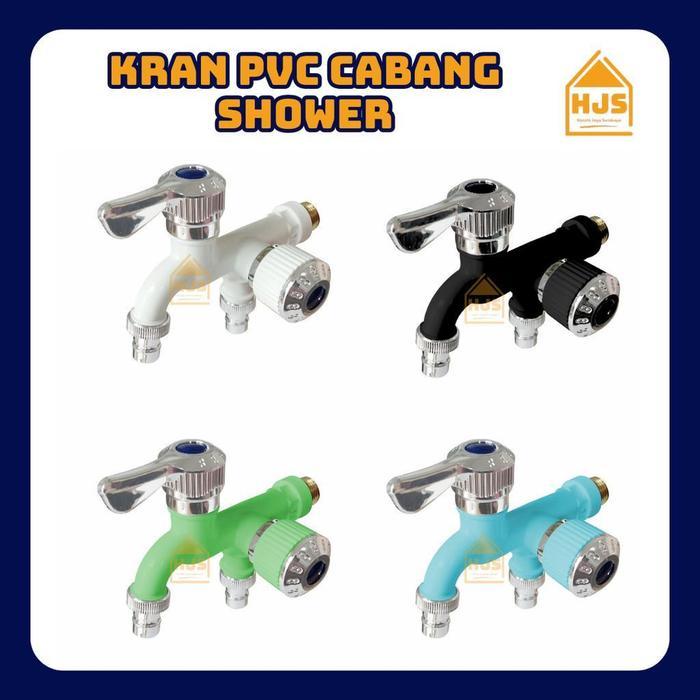 [HJS] Keran Cabang Shower ABS Kran Air Double Plastik Kamar Mandi Toilet WC 1/2 Inch | Kran Shower C