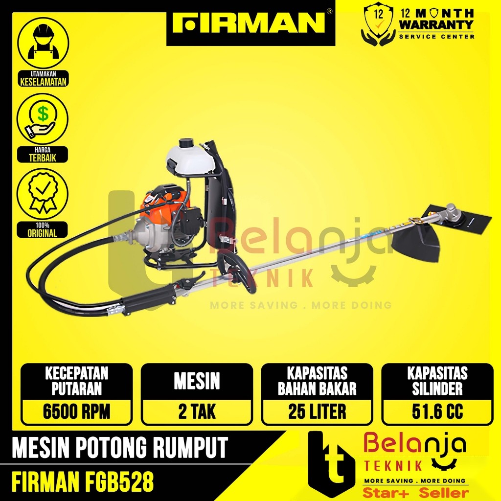 Mesin Potong Rumput FIRMAN FGB 528 2 Tak Gasoline Brushcutter FGB528