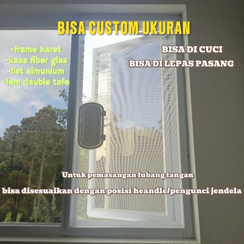 Kawat nyamuk jaring fiber glas frame karet buat jendela rumah