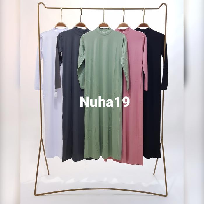manset gamis kaos rayon super ,gamis manset lengan panjang - abu tua, jumbo 3xl