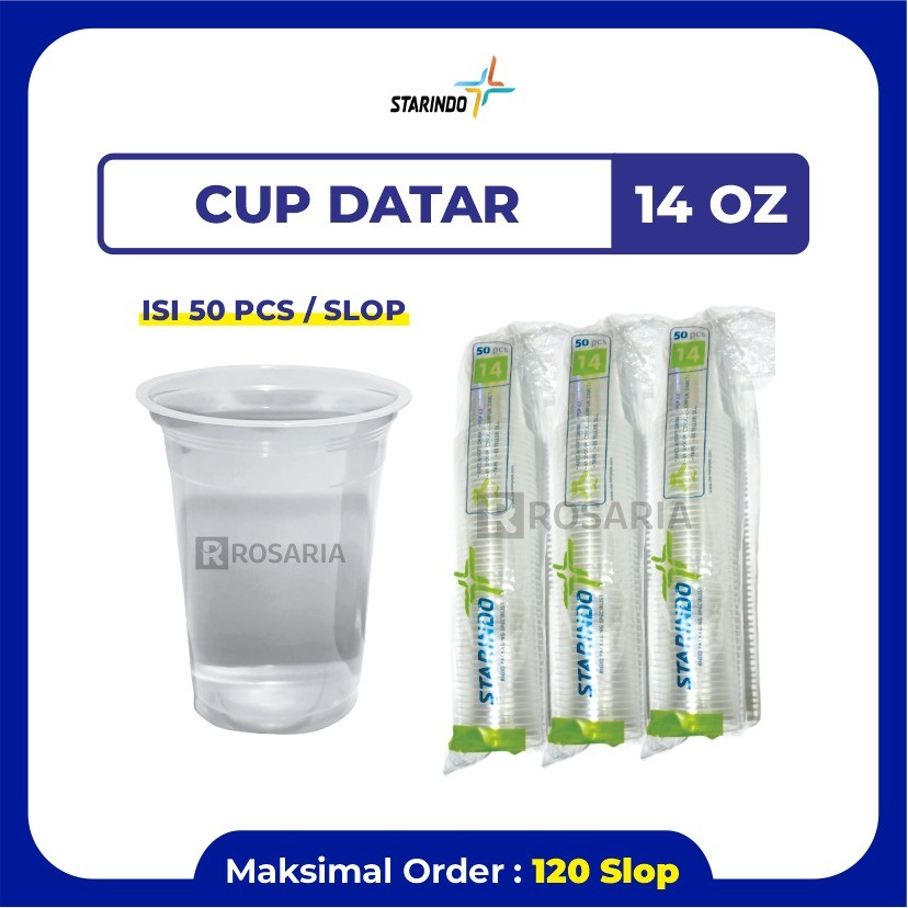 CUP POLOS DATAR 14 OZ STARINDO 5 gr Plastik Bening Gelas Minuman