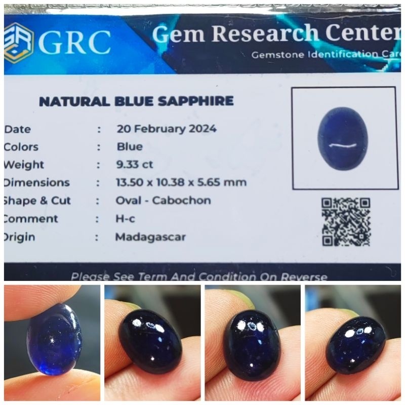 Batu Blue Sapphire Natural Plus Sertifikat Memo Big Size