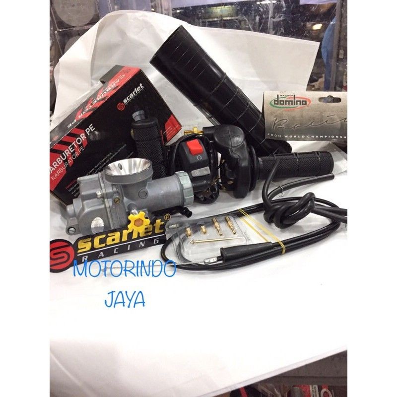 Paket Gas Spontan Domino D Tracker 150 KLX 150 + Karburator Pe 28 Scarlet Original Set