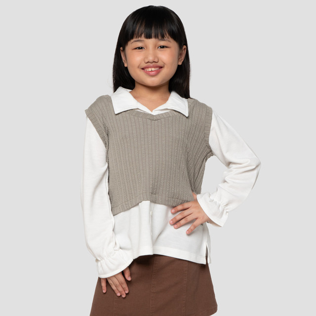 Little M Kombi Salur Tekstur 3 Sweater Anak Perempuan 123525696