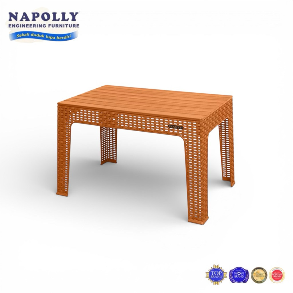 Mapan 7045 Napolly - Meja Teras Plastik Napolly Motif anyaman Rotan | Meja Plastik Serbaguna | Meja 