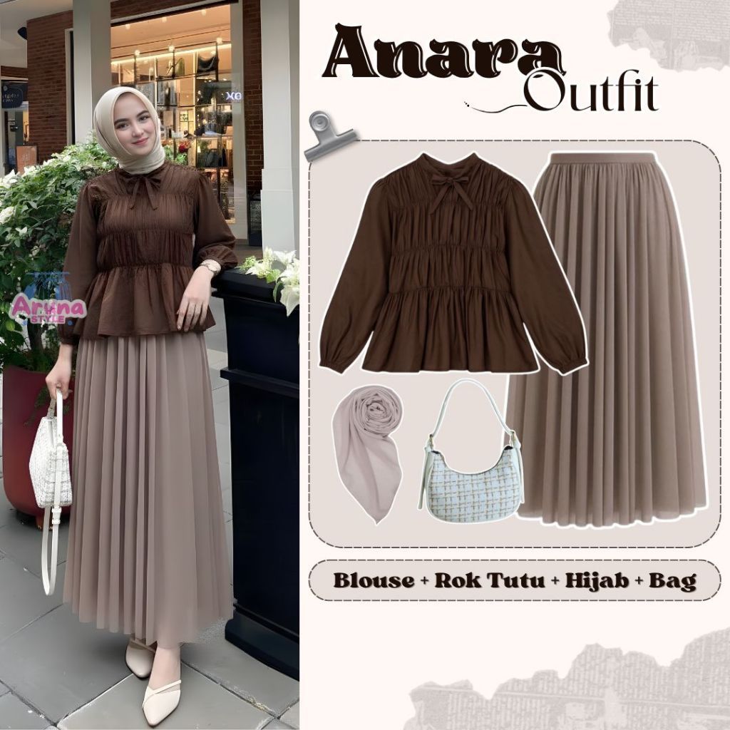 Setelan Wanita Kekinian OOTD Hijab Outfit Bukber Kondangan Lebaran Style Remaja Masa Kini (Blouse Ke