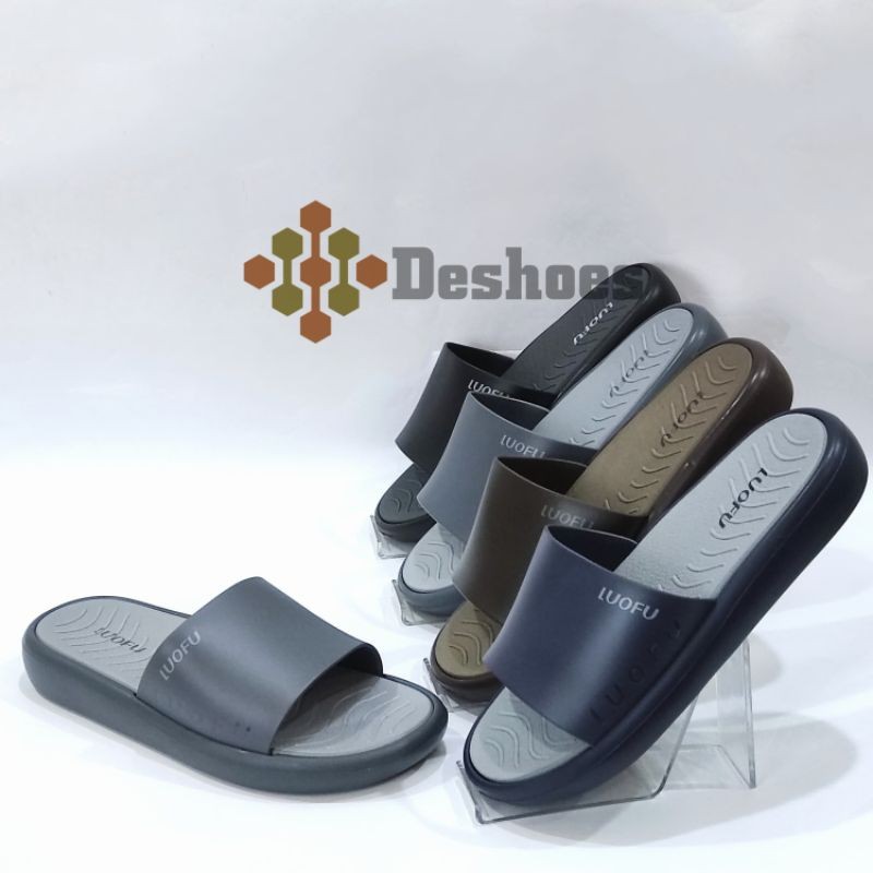 LUOFU E 7208 E01DWT SIZE 40-44 ORIGINAL l Sandal Selop Jelly Pria l Sendal Kokop Cowok Tebal Ringan 