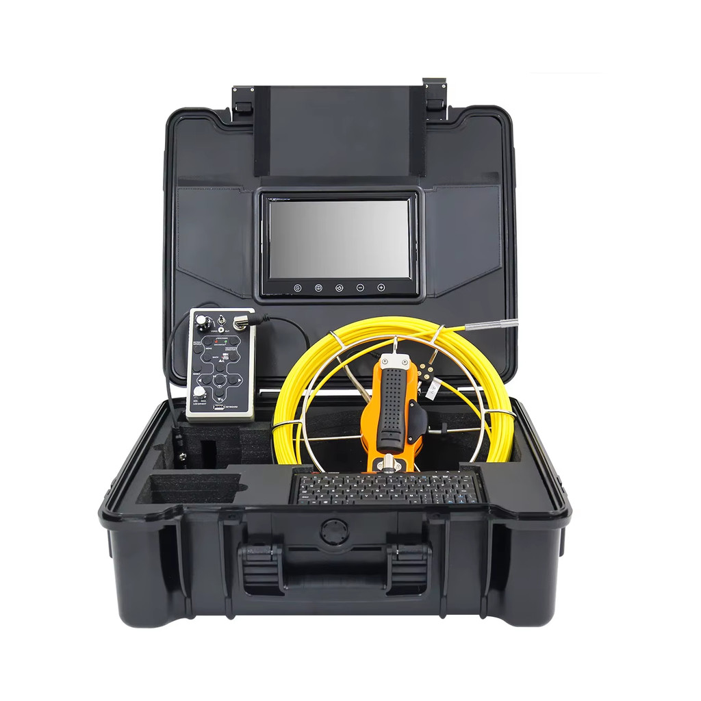7mm 30m Cable Borescope Inspection Camera - 4.3'' Built-in LCD, IP68 Waterproof, Adjustable LED, Met