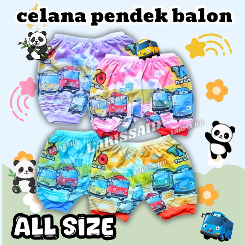 Celana Pendek Harian Anak Laki Laki Kolor Motif Gambar Tayo The Little Bus