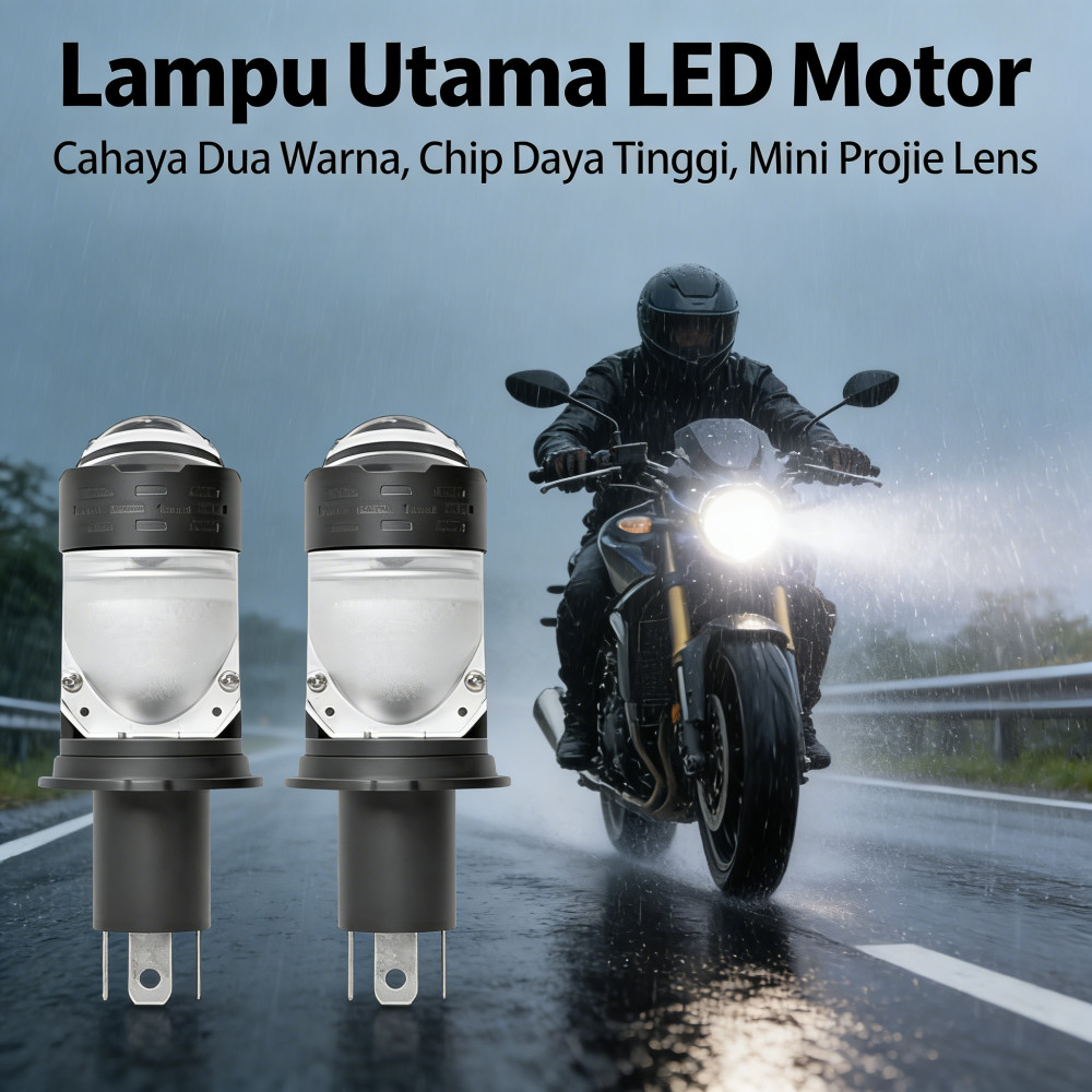 Mini LED projector lampu utama motor mobil H4, lens Truk Utama, Lampu LED Motor Mini Projector Lampu