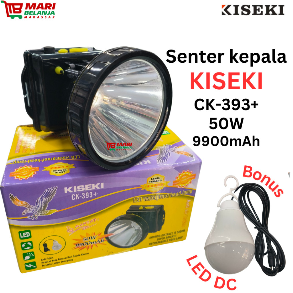 Kiseki Senter Kepala Ck-393+ 50Watt Led Waterproof Headlamp