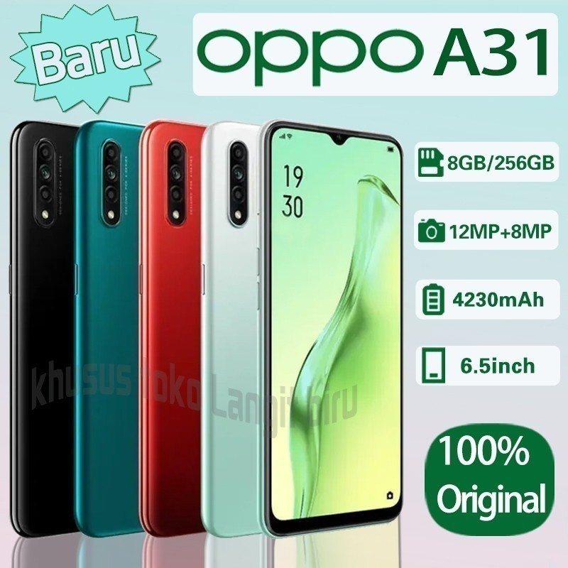 Hp Oppo A31 Ram 8/256GB Baru layar 6.5 inci HD+ Camera Android Smartphone murah fullset resmi Garans