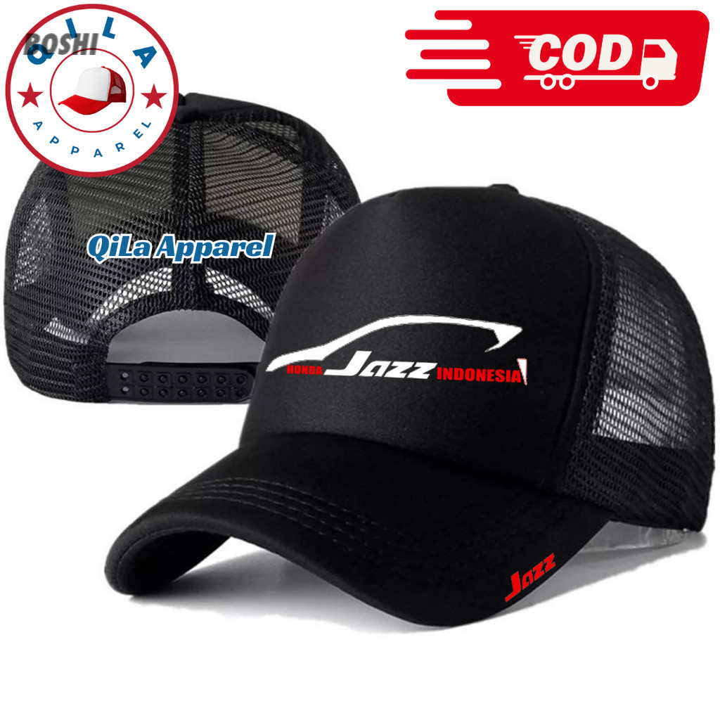 Topi Trucker HONDA JAZZ - Topi Distro HONDA JAZZ Logo - Topi HONDA JAZZ Premium - Topi Pria Dewasa -
