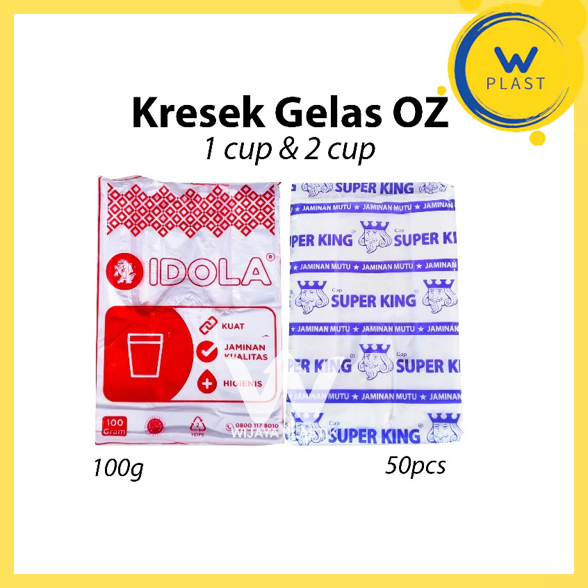 Kresek HD Gelas Oz ( 1 & 2 Cup ) [Idola/Super King] --- 50 100 g @Pack | idola merah 10x27 biru 10x4