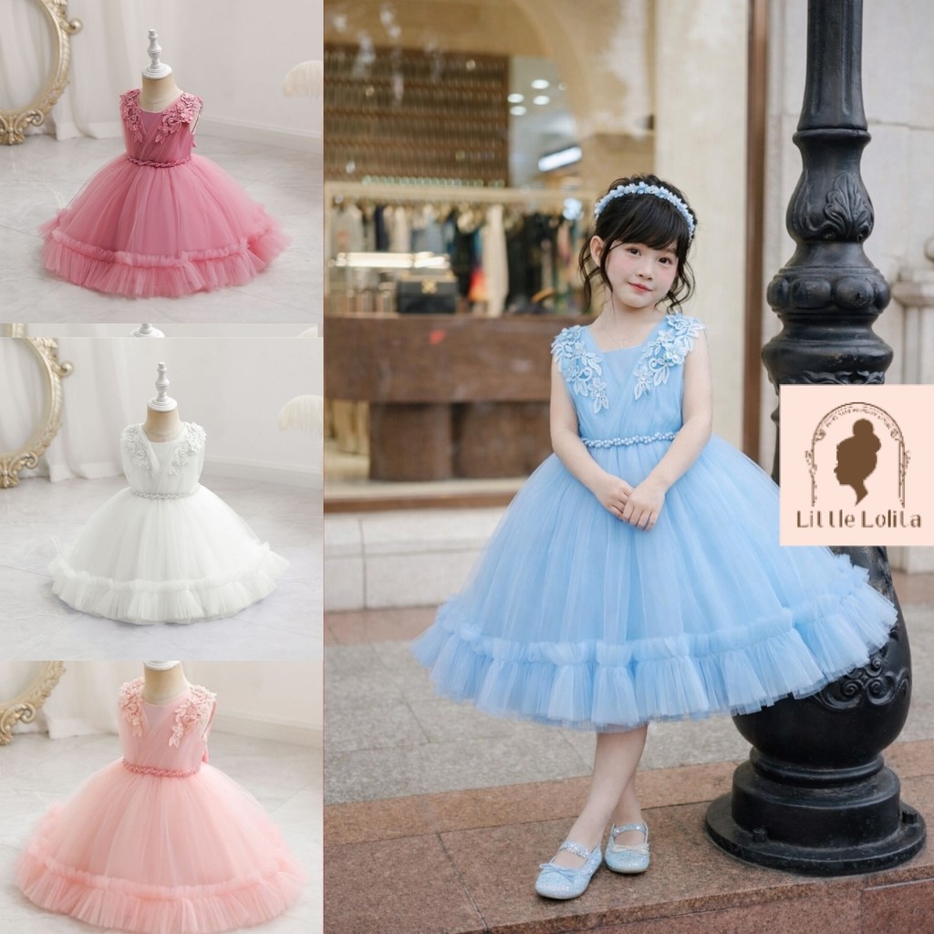 6bln-5th ANGELIC Dress Pesta Anak Perempuan Bayi Balita Gaun Ulang Tahun Premium Import Korea Style