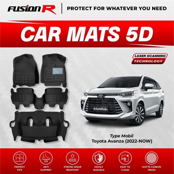 Fusion R Karpet Mobil 5D Avanza Xenia Lama Karpet Lantai Mobil Premium Car Carpet Carbon