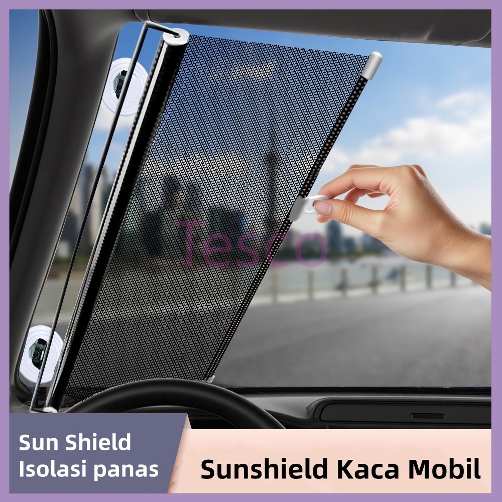Tesco Sun Shield / Pelindung Panas Kaca Tirai Mobil Model Roll Gulung / Tirai Mobil Kaca Samping / M