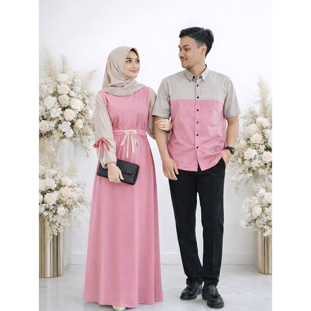 Harga Sepasang Gamis Syar'i Dan Koko Simple Kalesha Maxy Busui Friendly Simple Ro