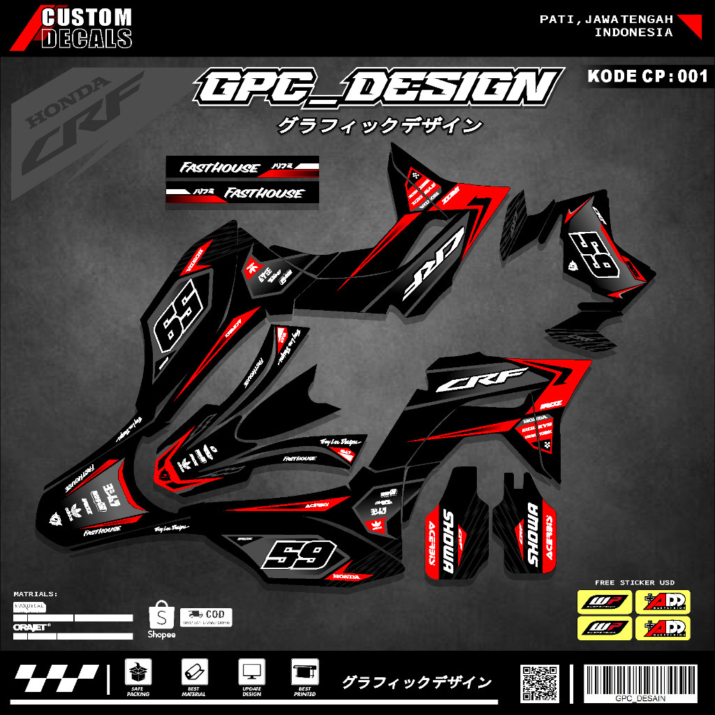 Decal sticker crf 150 L/ Sticker custom super glossy GPC-001