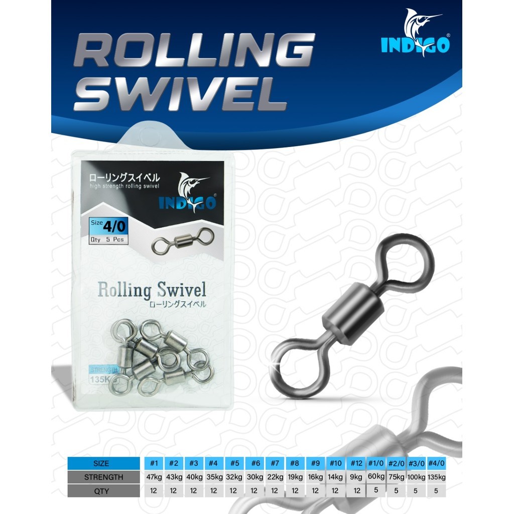 Kili Kili Pancing INDIGO Rolling Swivel No.1 - No.10 Perbungkus (Hitam) Murah
