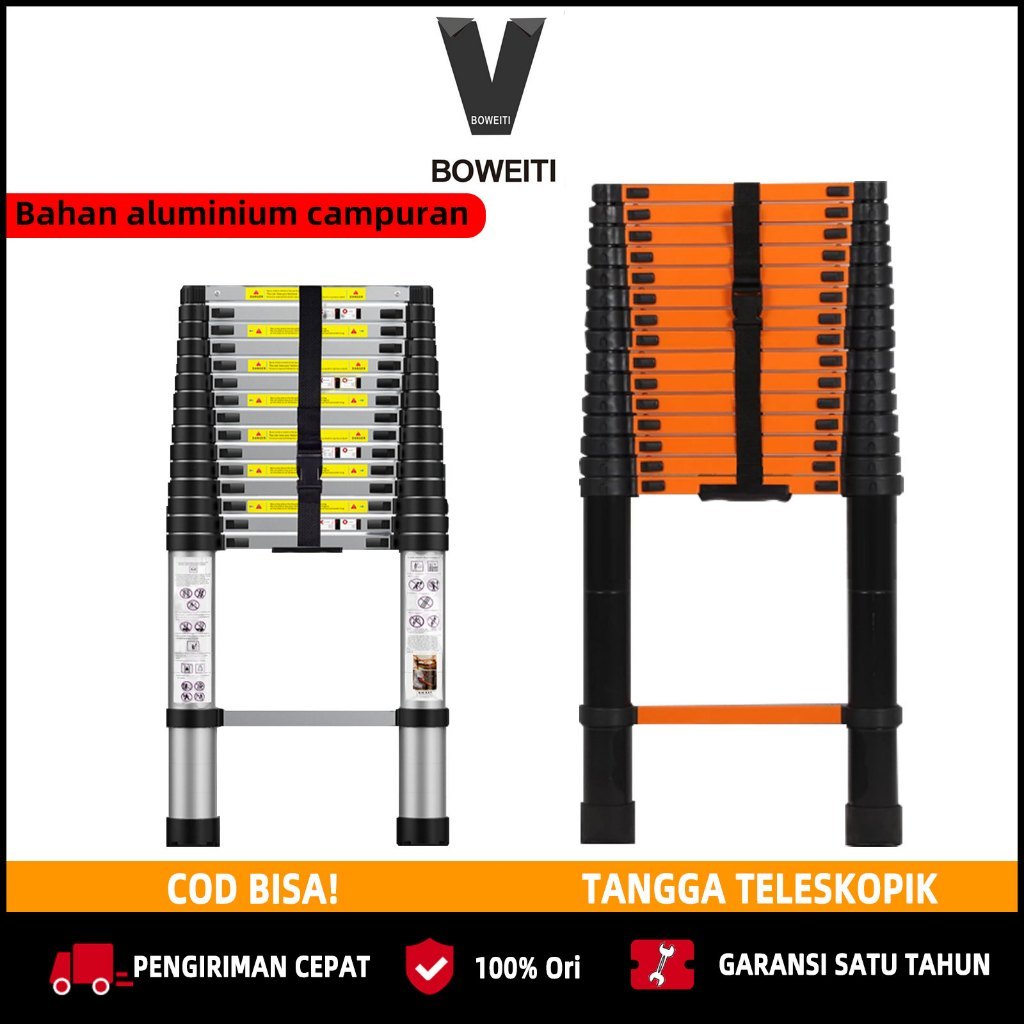 Boweiti Tangga Teleskopik Aluminium 2.6m-8m Berbagai Spesifikasi