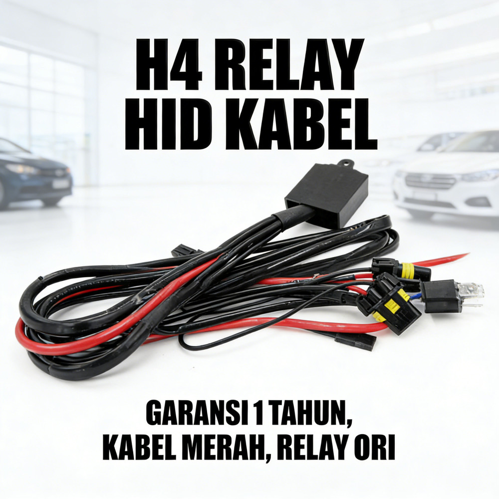 KABEL HID MERAH SET H4 BILED ORI RELAY | K6 HID RELAY GARANSI 1 TAHUN