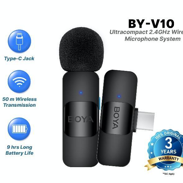 Jovial X BOYA V1/V2/V10/V20 Mikrofon Nirkabel Ultracompact 2.4GHz Wireless Microphone Clip On iOS An